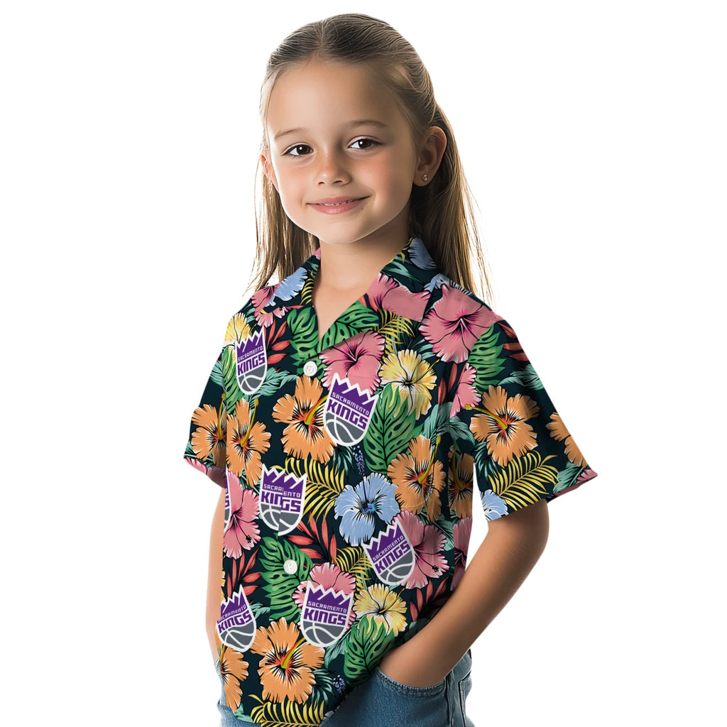 Sacramento Kings Hawaiian Shirt - Brilliant Hibiscus Garden | Hula Hawaiian Shirts