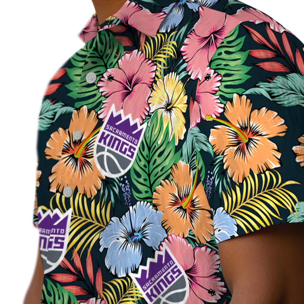 Sacramento Kings Hawaiian Shirt - Brilliant Hibiscus Garden | Hula Hawaiian Shirts
