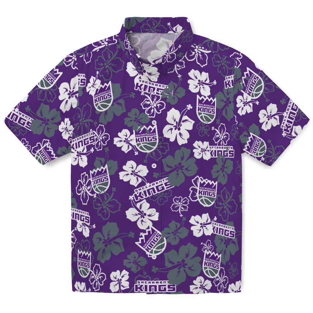 Sacramento Kings Hawaiian Shirt - Hibiscus Flower Design | Hula Hawaiian Shirts