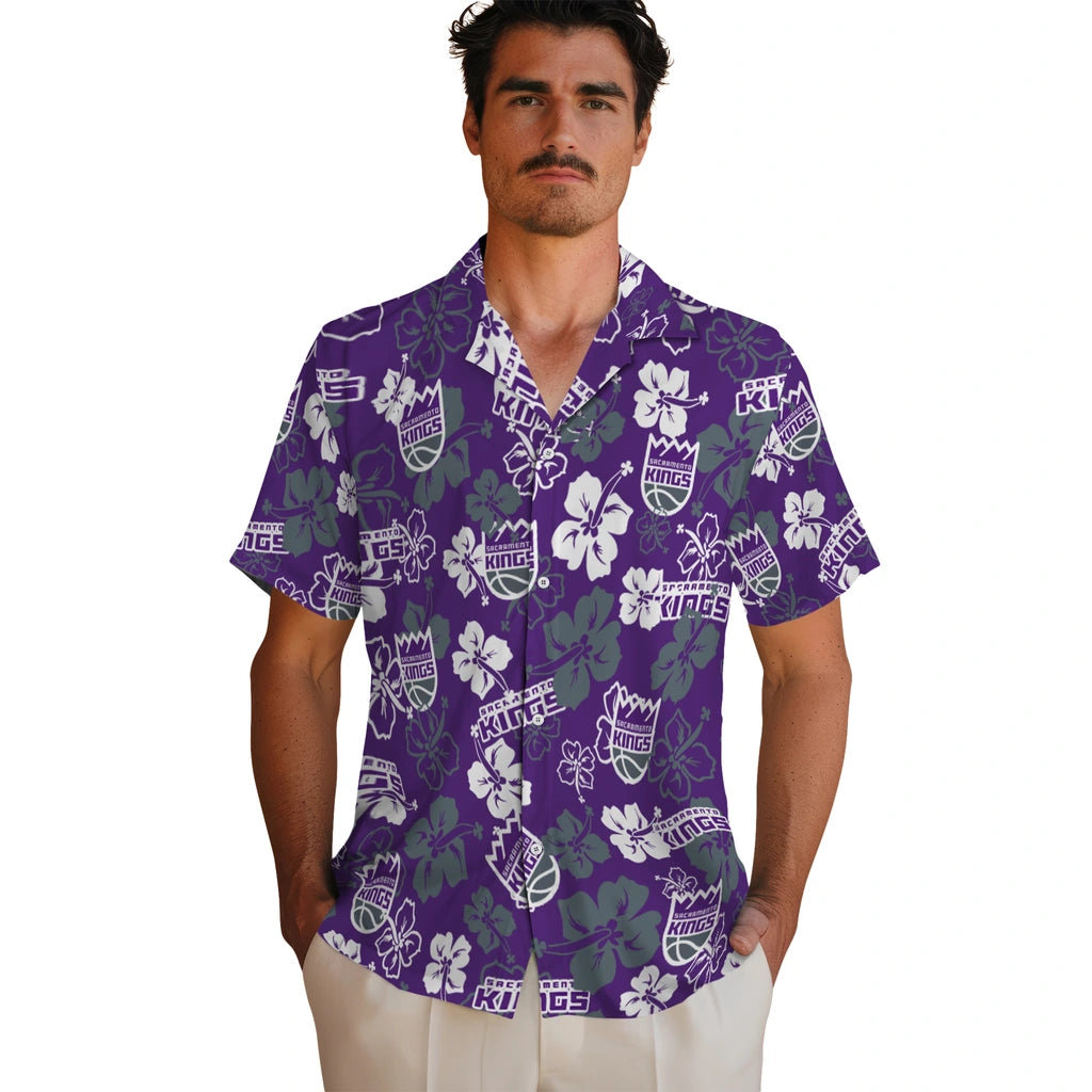 Sacramento Kings Hawaiian Shirt - Hibiscus Flower Design | Hula Hawaiian Shirts