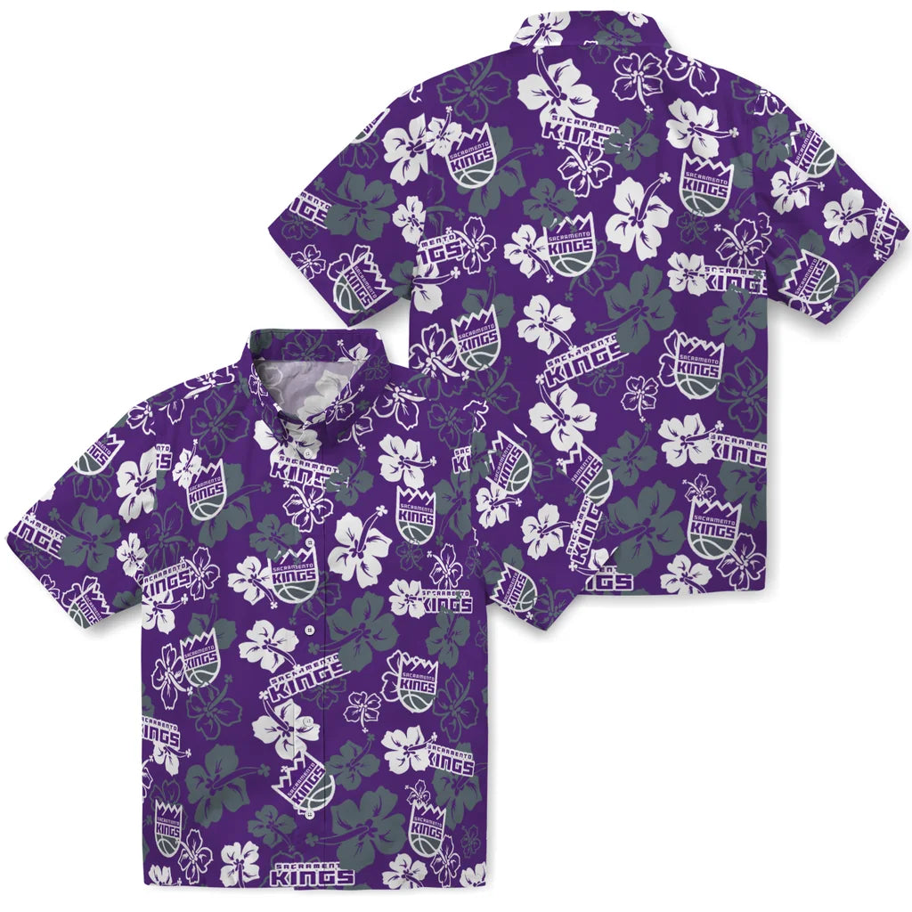 Sacramento Kings Hawaiian Shirt - Hibiscus Flower Design | Hula Hawaiian Shirts