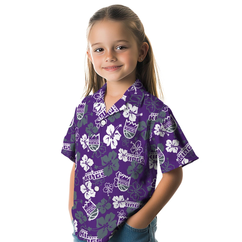 Sacramento Kings Hawaiian Shirt - Hibiscus Flower Design | Hula Hawaiian Shirts