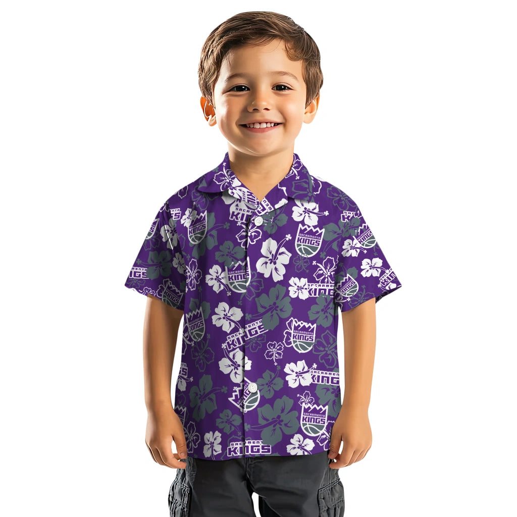 Sacramento Kings Hawaiian Shirt - Hibiscus Flower Design | Hula Hawaiian Shirts