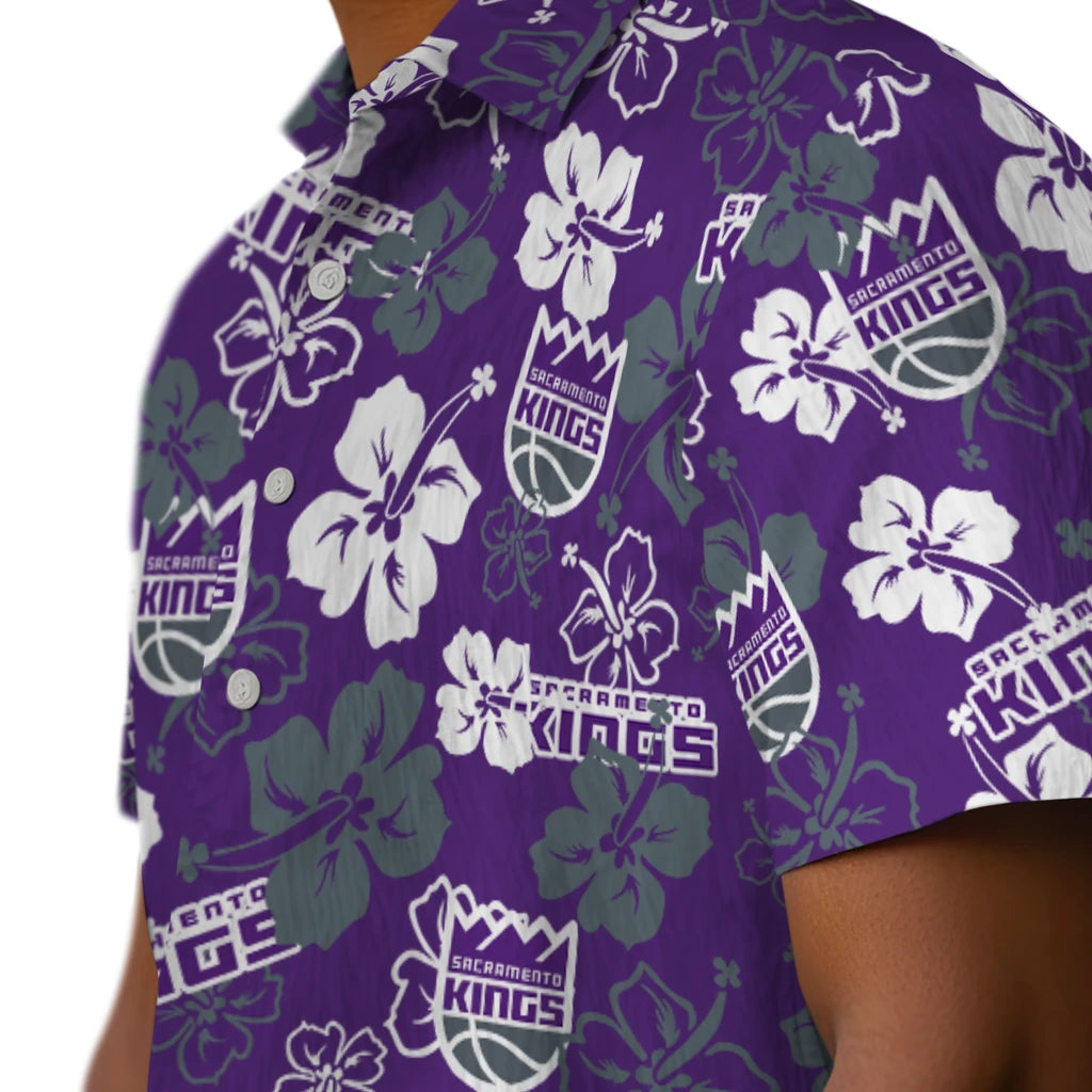 Sacramento Kings Hawaiian Shirt - Hibiscus Flower Design | Hula Hawaiian Shirts