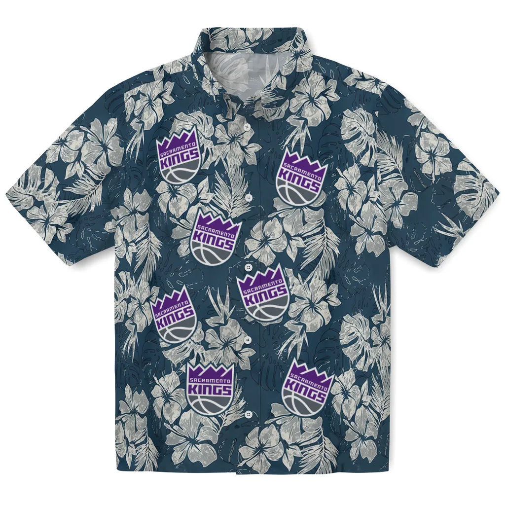 Sacramento Kings Hawaiian Shirt - Hibiscus Flowers | Hula Hawaiian Shirts