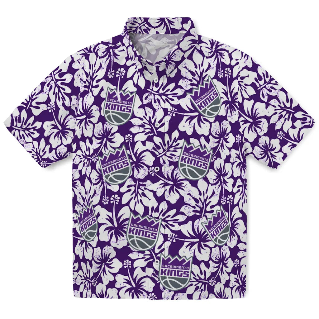 Sacramento Kings Hawaiian Shirt - Hibiscus Motif | Hula Hawaiian Shirts