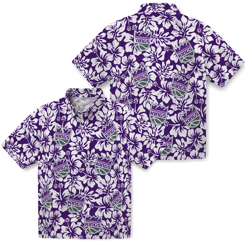 Sacramento Kings Hawaiian Shirt - Hibiscus Motif | Hula Hawaiian Shirts