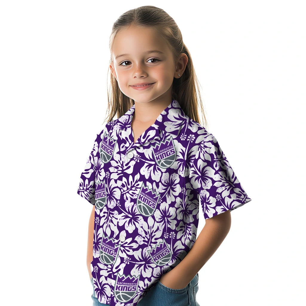 Sacramento Kings Hawaiian Shirt - Hibiscus Motif | Hula Hawaiian Shirts