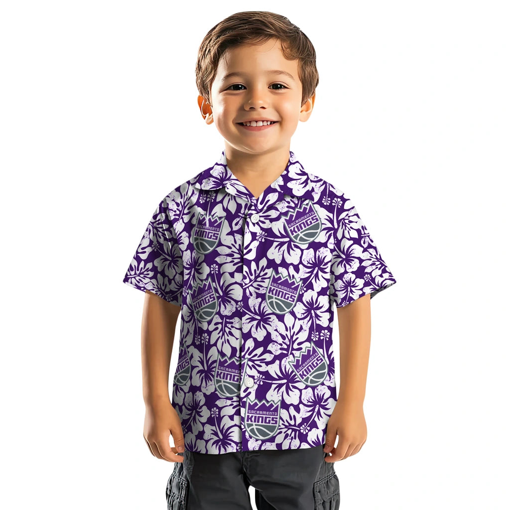 Sacramento Kings Hawaiian Shirt - Hibiscus Motif | Hula Hawaiian Shirts