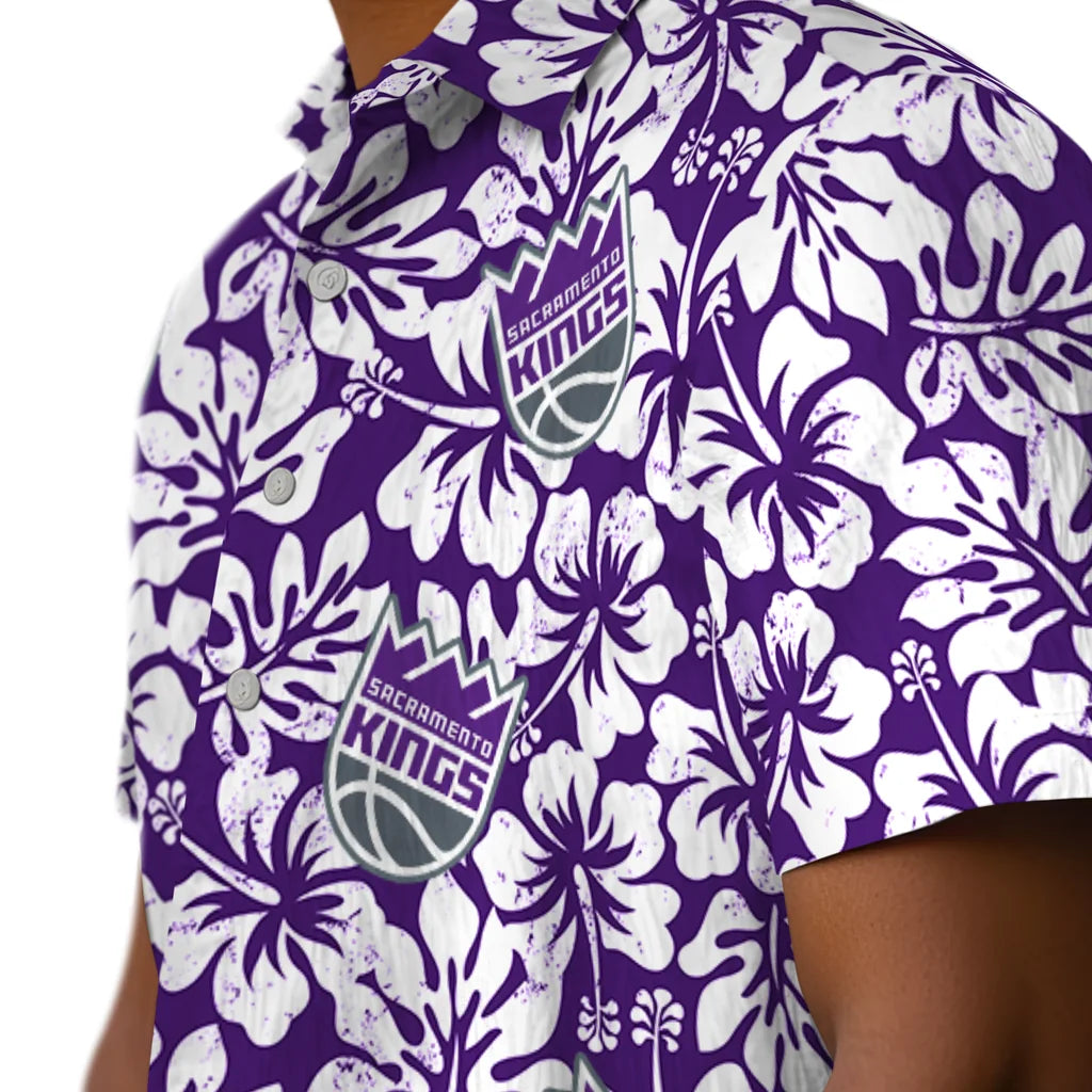 Sacramento Kings Hawaiian Shirt - Hibiscus Motif | Hula Hawaiian Shirts