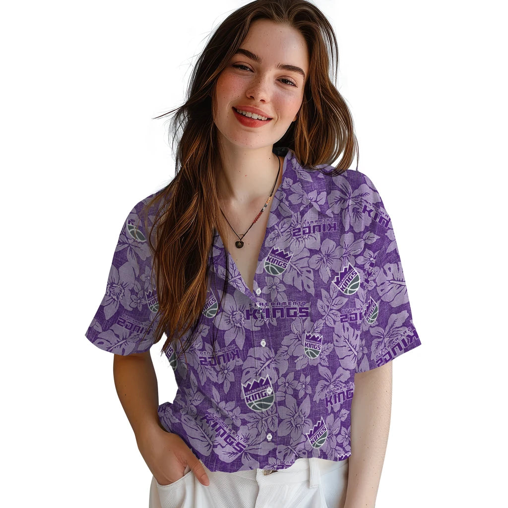 Sacramento Kings Hawaiian Shirt - Hibiscus Oasis | Hula Hawaiian Shirts