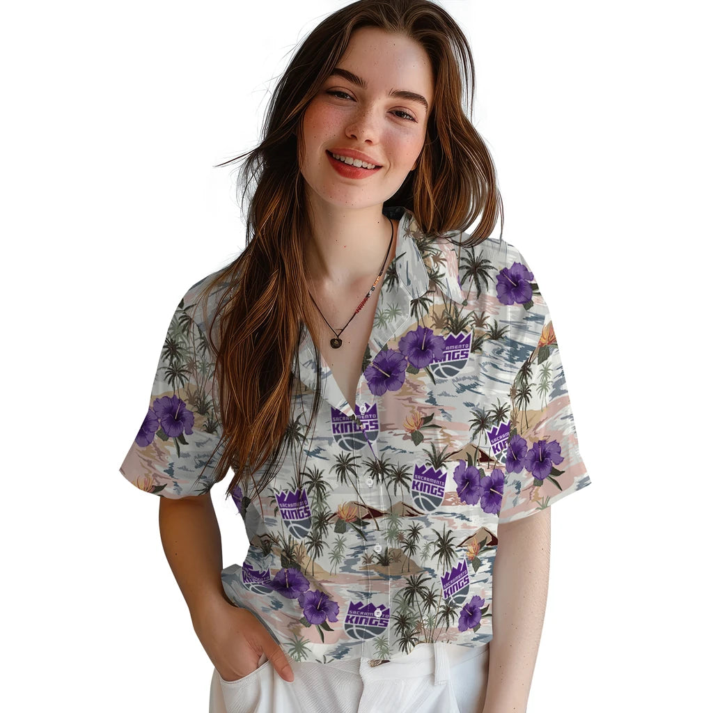 Sacramento Kings Hawaiian Shirt - Hibiscus Seaside | Hula Hawaiian Shirts
