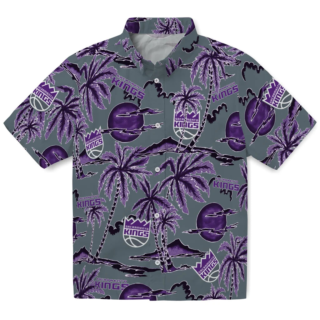 Sacramento Kings Hawaiian Shirt - Palm Sunset | Hula Hawaiian Shirts