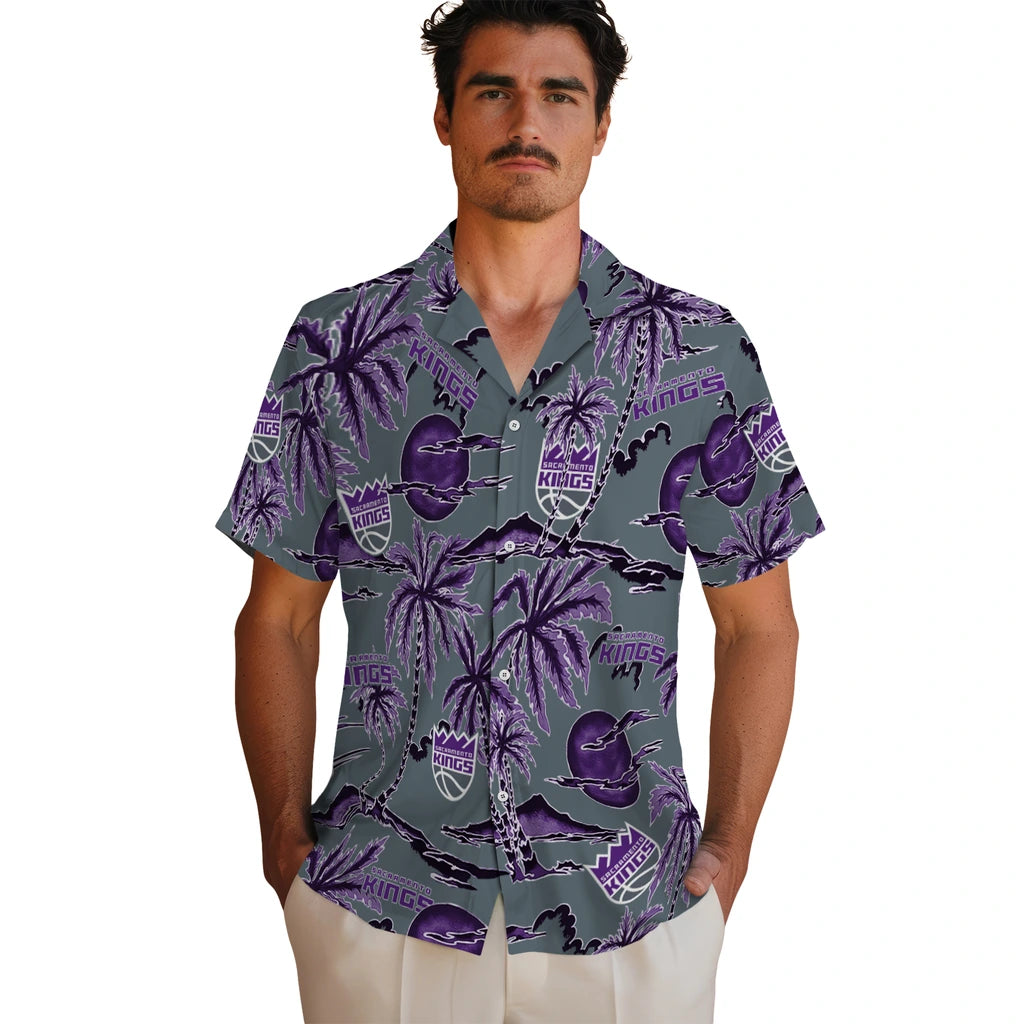 Sacramento Kings Hawaiian Shirt - Palm Sunset | Hula Hawaiian Shirts