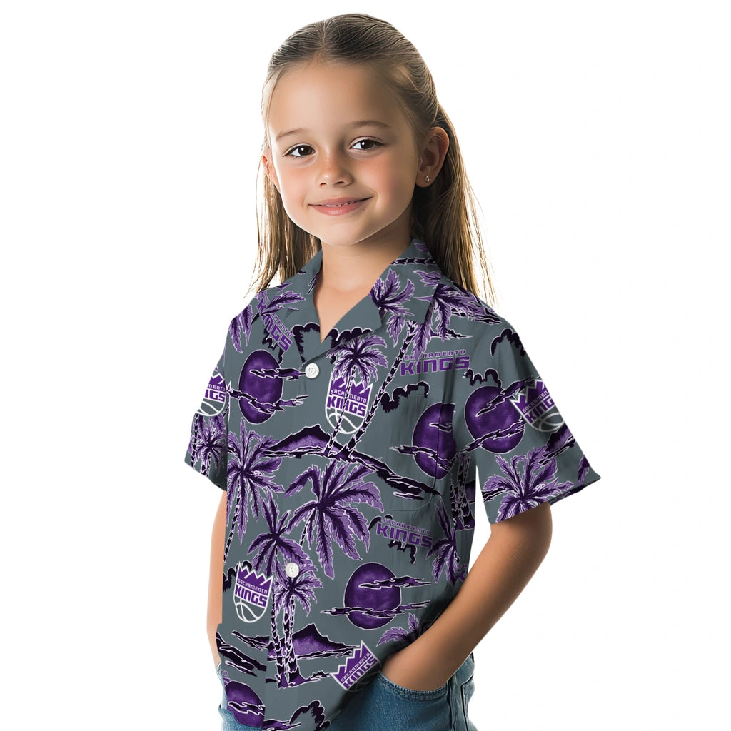 Sacramento Kings Hawaiian Shirt - Palm Sunset | Hula Hawaiian Shirts