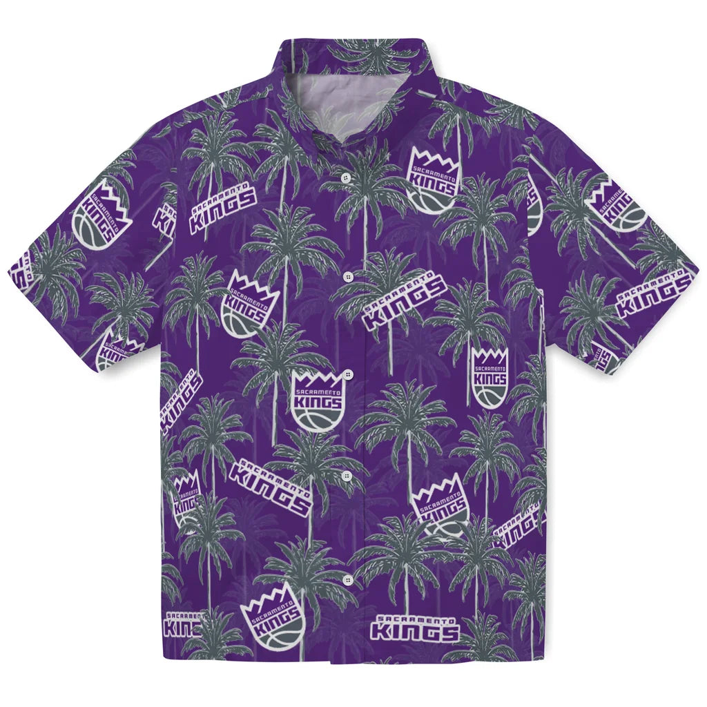 Sacramento Kings Hawaiian Shirt - Palm Tree Motif | Hula Hawaiian Shirts