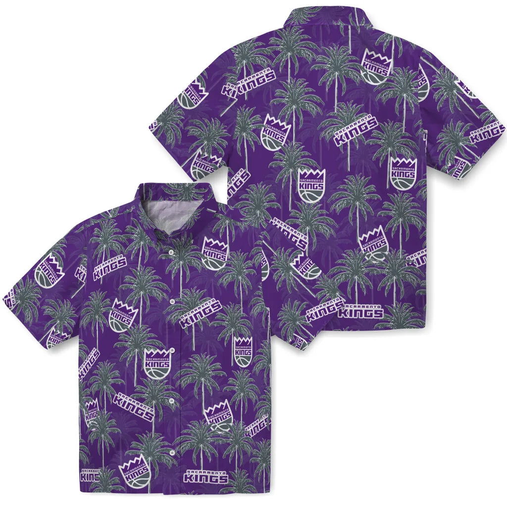 Sacramento Kings Hawaiian Shirt - Palm Tree Motif | Hula Hawaiian Shirts