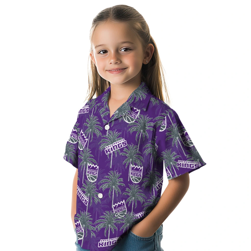 Sacramento Kings Hawaiian Shirt - Palm Tree Motif | Hula Hawaiian Shirts