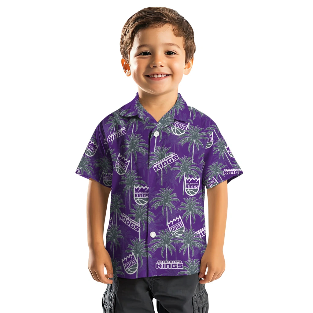 Sacramento Kings Hawaiian Shirt - Palm Tree Motif | Hula Hawaiian Shirts