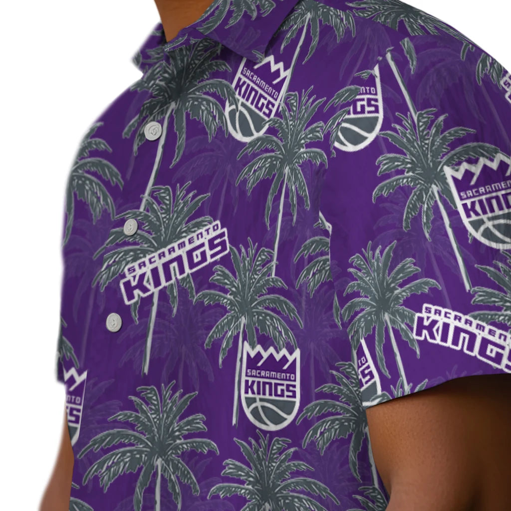 Sacramento Kings Hawaiian Shirt - Palm Tree Motif | Hula Hawaiian Shirts