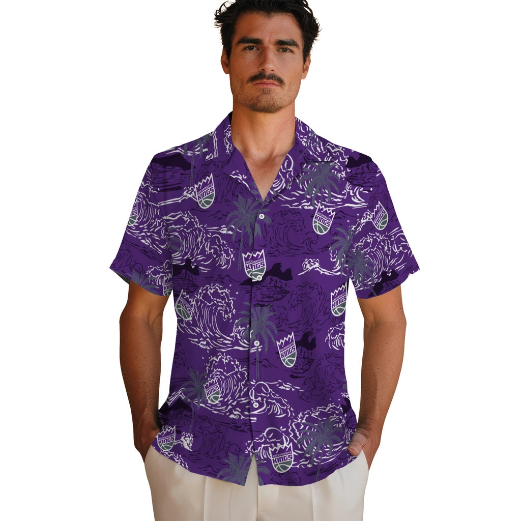 Sacramento Kings Hawaiian Shirt - Wave Palm | Hula Hawaiian Shirts
