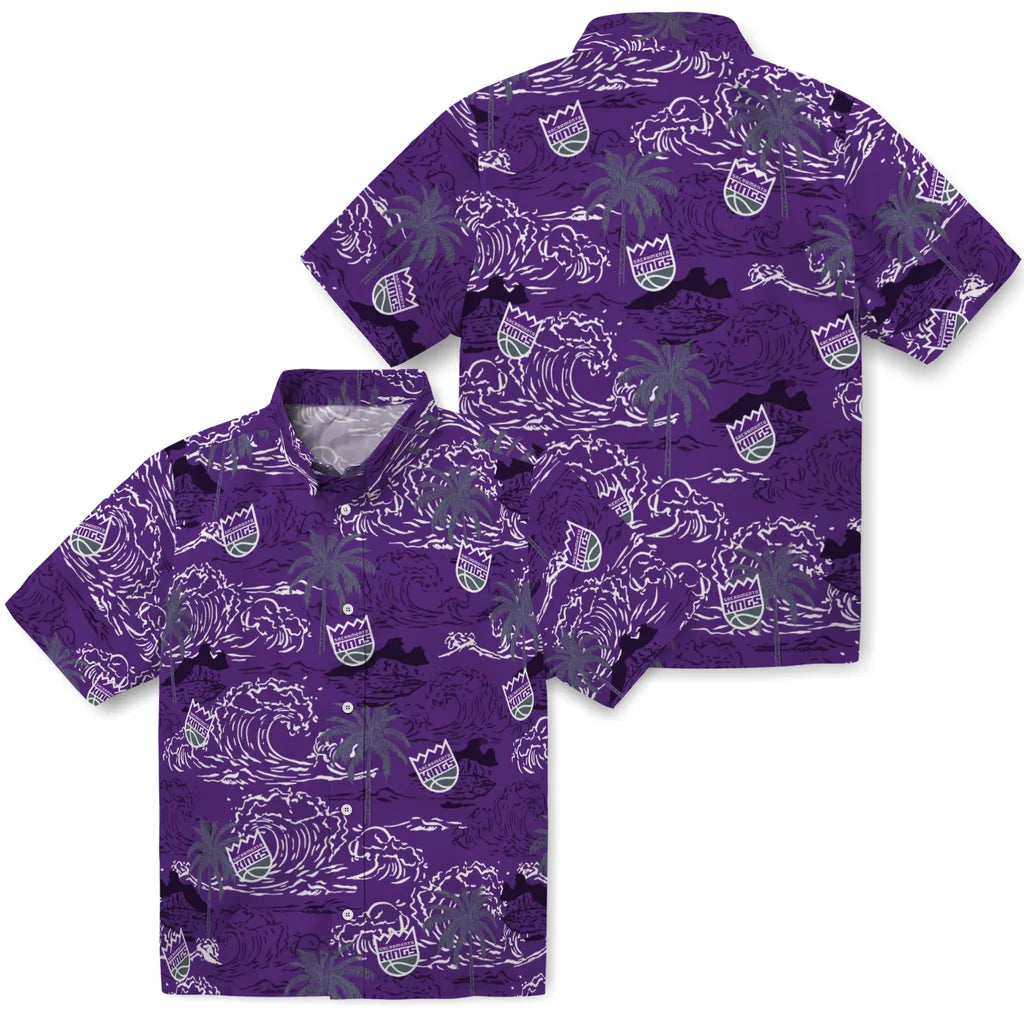 Sacramento Kings Hawaiian Shirt - Wave Palm | Hula Hawaiian Shirts