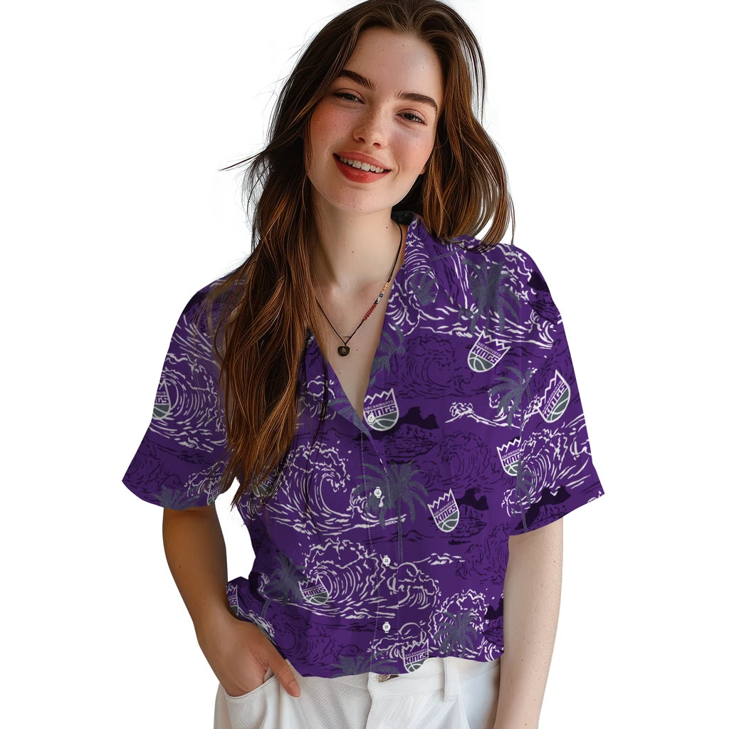 Sacramento Kings Hawaiian Shirt - Wave Palm | Hula Hawaiian Shirts