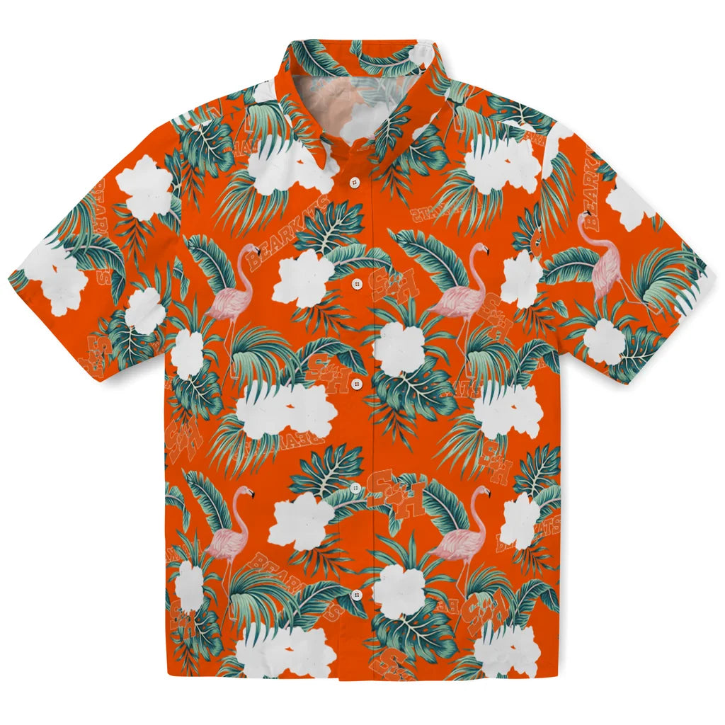Sam Houston Bearkats Hawaiian Shirt - Flamingo and Hibiscus | Hula Hawaiian Shirts
