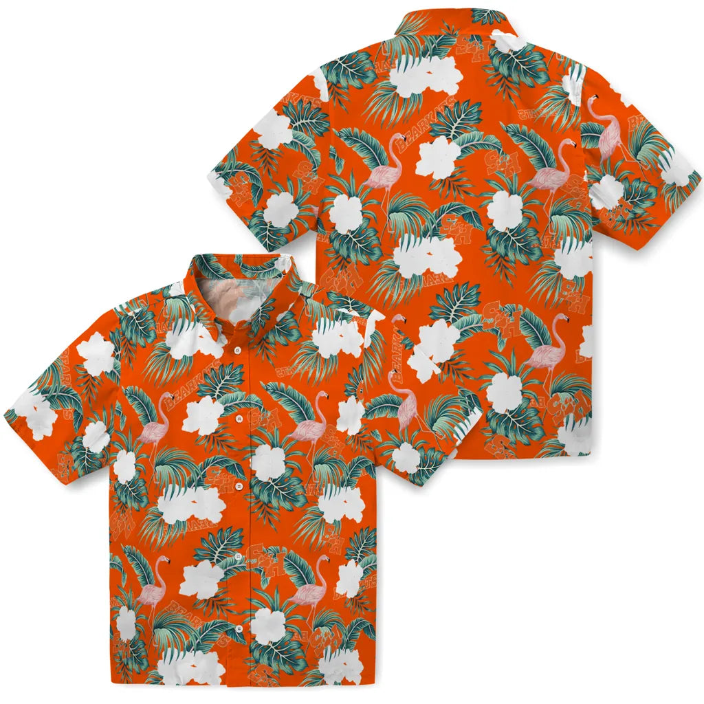 Sam Houston Bearkats Hawaiian Shirt - Flamingo and Hibiscus | Hula Hawaiian Shirts