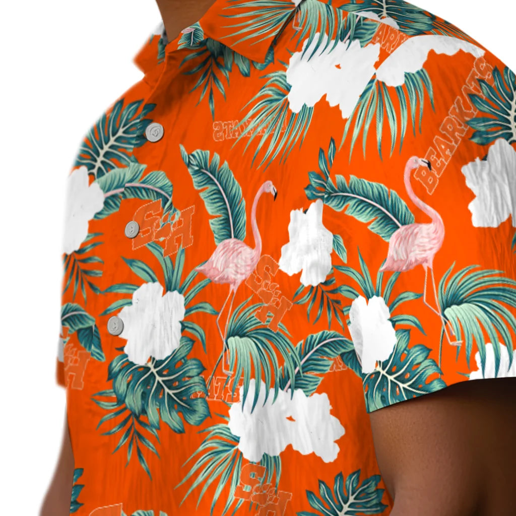 Sam Houston Bearkats Hawaiian Shirt - Flamingo and Hibiscus | Hula Hawaiian Shirts