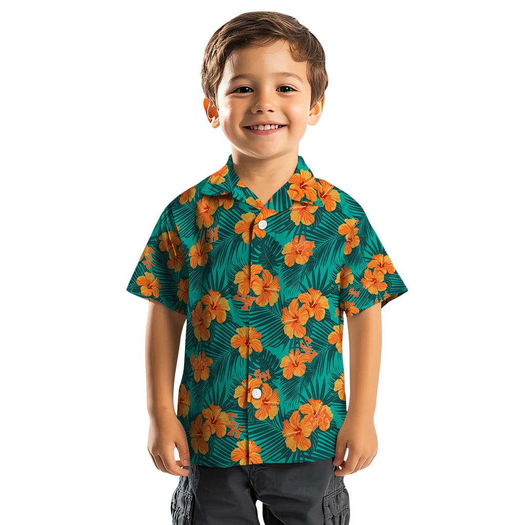 Sam Houston Bearkats Hawaiian Shirt - Hibiscus and Palm Leaves | Hula Hawaiian Shirts