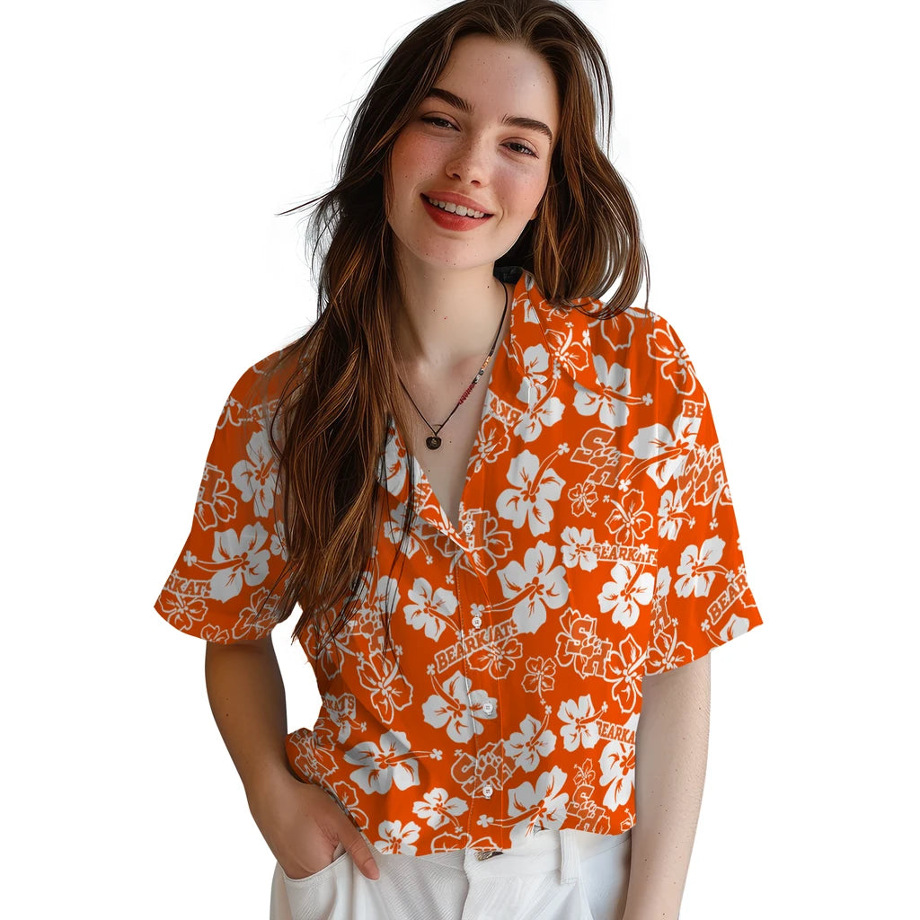 Sam Houston Bearkats Hawaiian Shirt - Hibiscus Flower Design | Hula Hawaiian Shirts