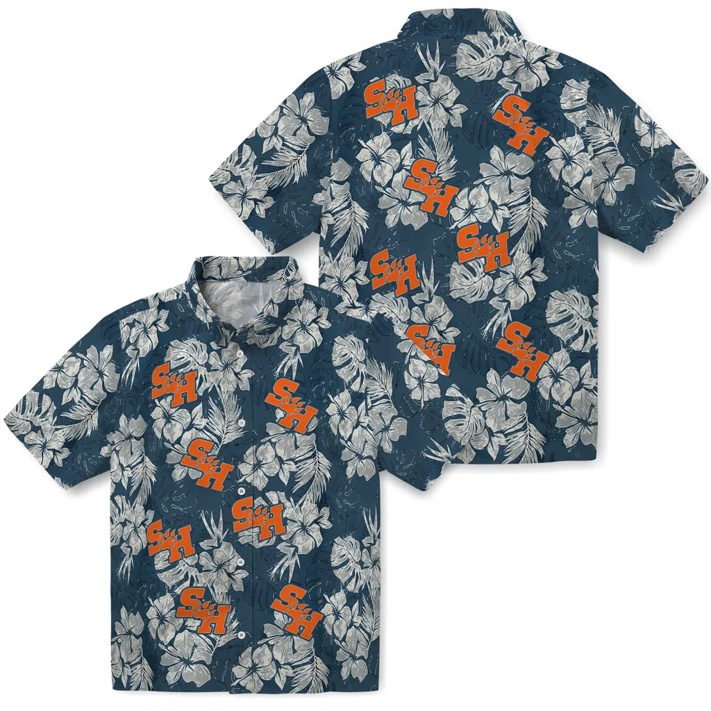 Sam Houston Bearkats Hawaiian Shirt - Hibiscus Flowers | Hula Hawaiian Shirts
