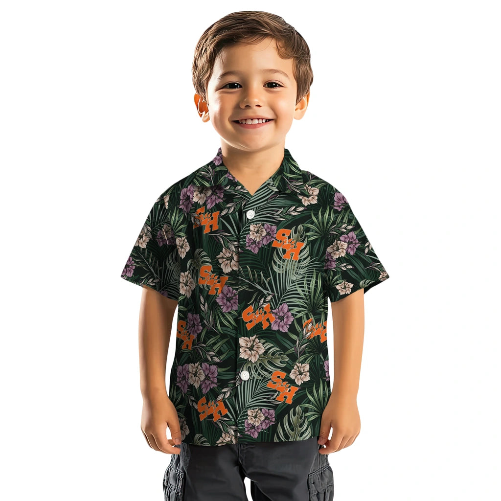 Sam Houston Bearkats Hawaiian Shirt - Hibiscus Leaves Pattern | Hula Hawaiian Shirts
