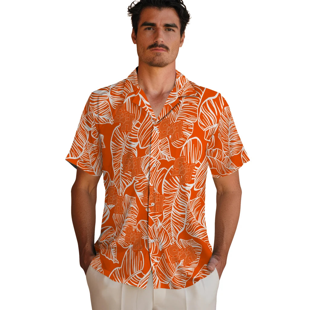 Sam Houston Bearkats Hawaiian Shirt - Leaf Outline | Hula Hawaiian Shirts