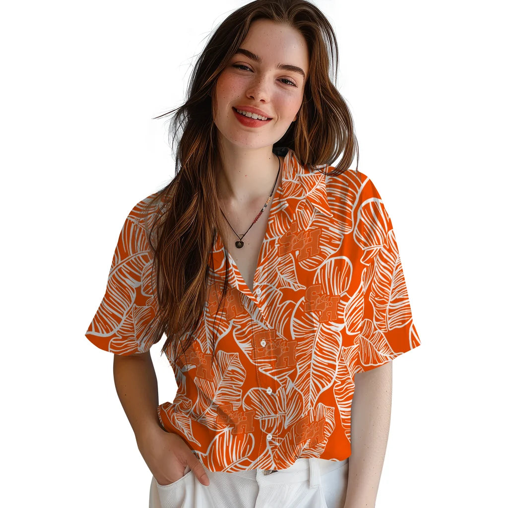 Sam Houston Bearkats Hawaiian Shirt - Leaf Outline | Hula Hawaiian Shirts