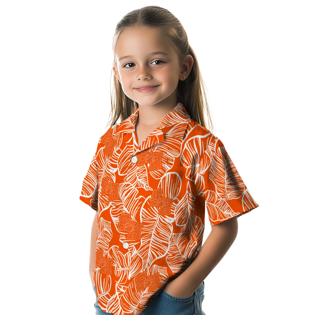 Sam Houston Bearkats Hawaiian Shirt - Leaf Outline | Hula Hawaiian Shirts