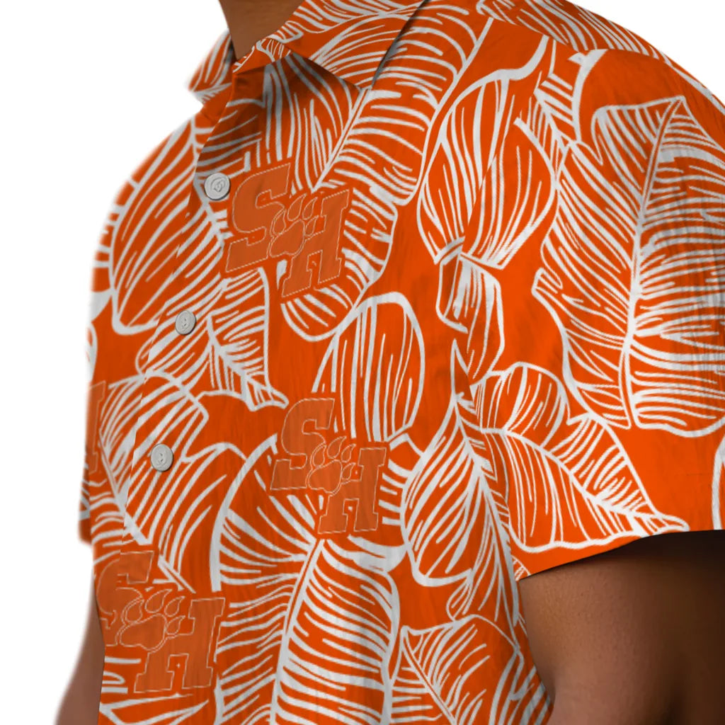 Sam Houston Bearkats Hawaiian Shirt - Leaf Outline | Hula Hawaiian Shirts