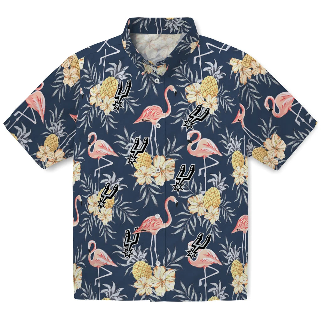 San Antonio Spurs Hawaiian Shirt - Flamingo Hibiscus | Hula Hawaiian Shirts