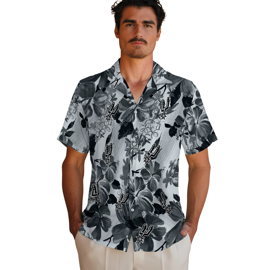 San Antonio Spurs Hawaiian Shirt - Hibiscus Arrangement | Hula Hawaiian Shirts