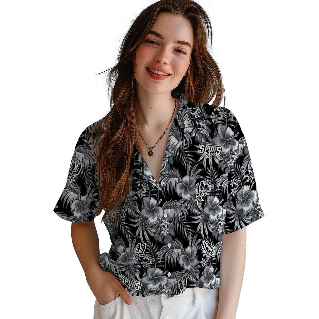 San Antonio Spurs Hawaiian Shirt - Hibiscus Exotic | Hula Hawaiian Shirts