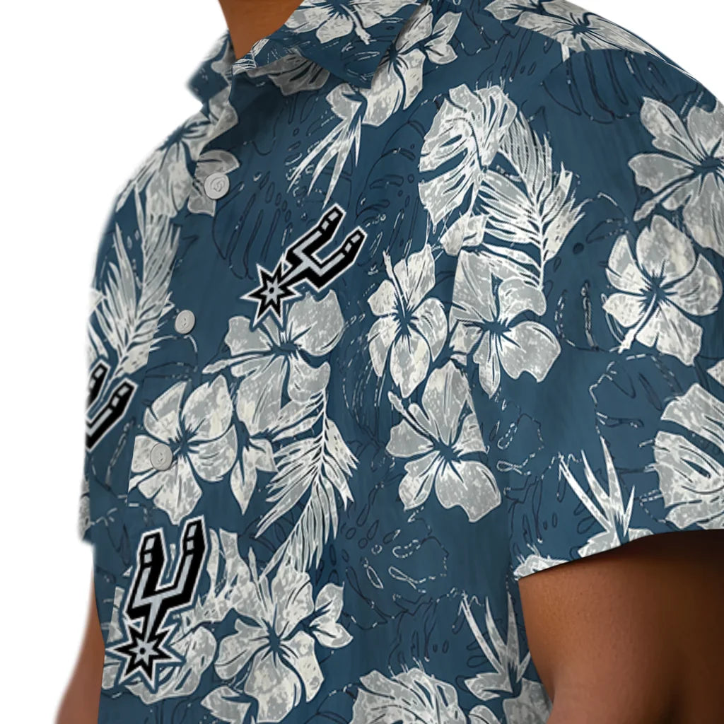 San Antonio Spurs Hawaiian Shirt - Hibiscus Flowers | Hula Hawaiian Shirts