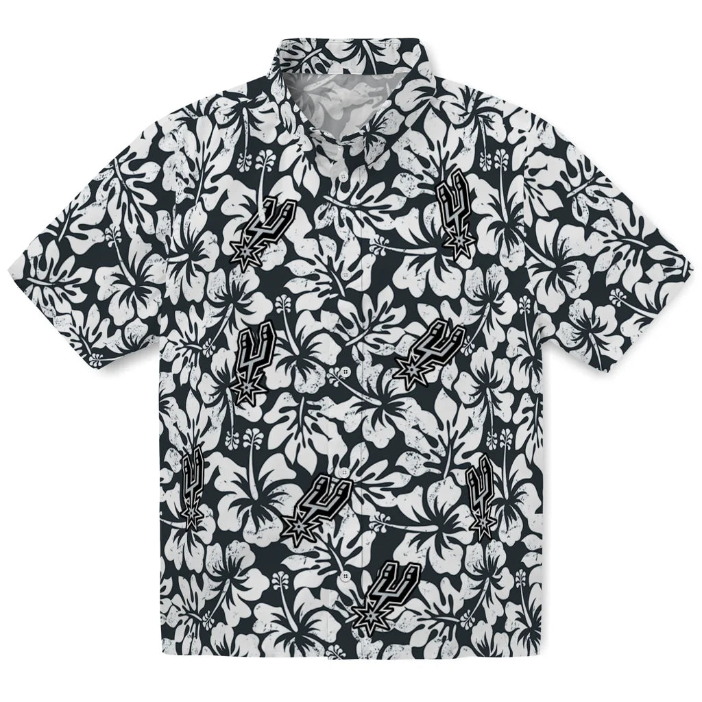 San Antonio Spurs Hawaiian Shirt - Hibiscus Motif | Hula Hawaiian Shirts