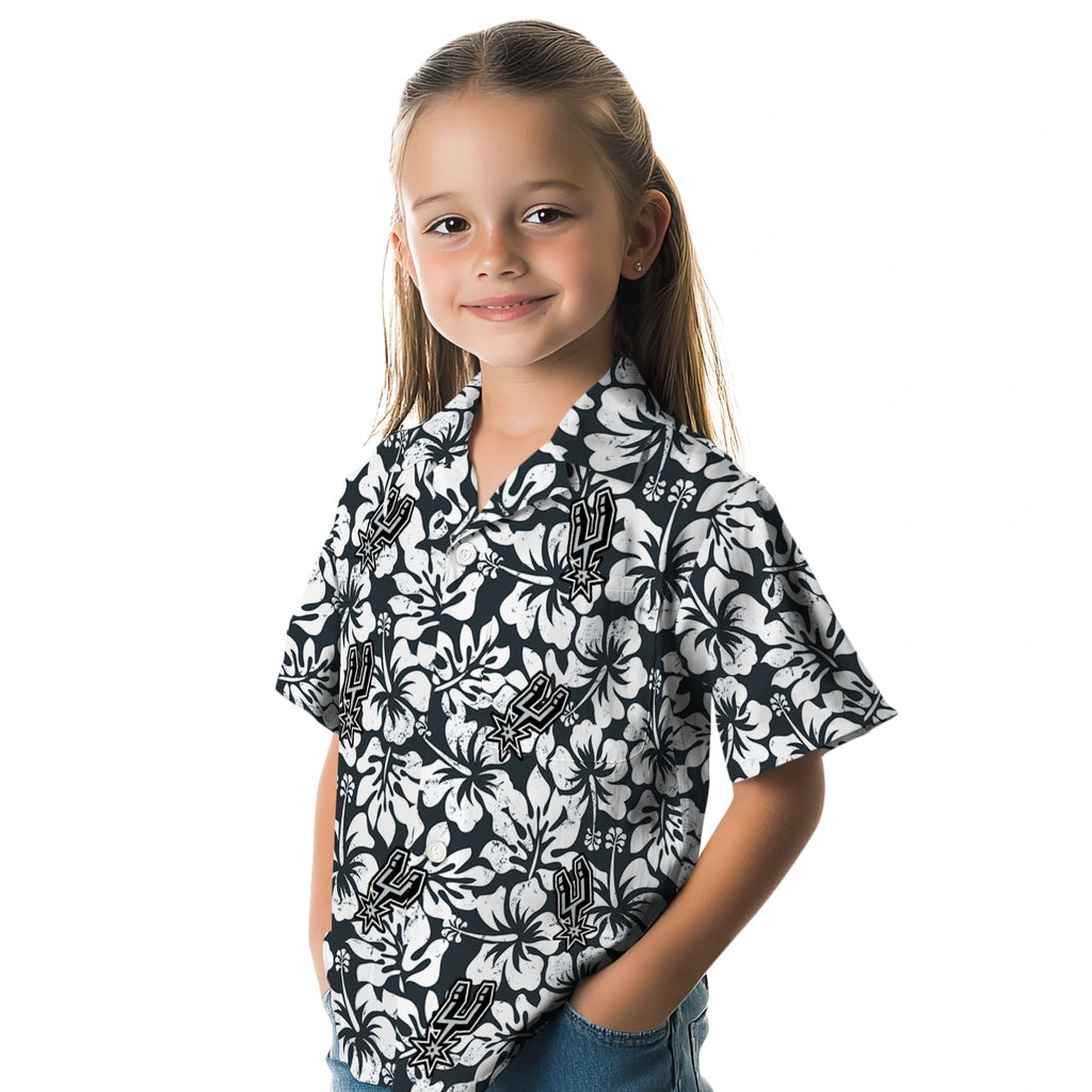 San Antonio Spurs Hawaiian Shirt - Hibiscus Motif | Hula Hawaiian Shirts