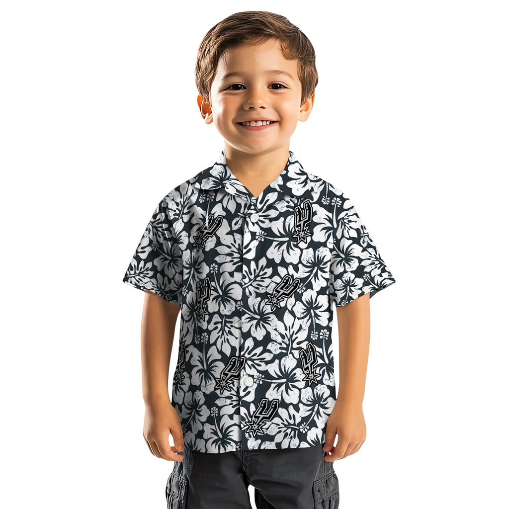 San Antonio Spurs Hawaiian Shirt - Hibiscus Motif | Hula Hawaiian Shirts
