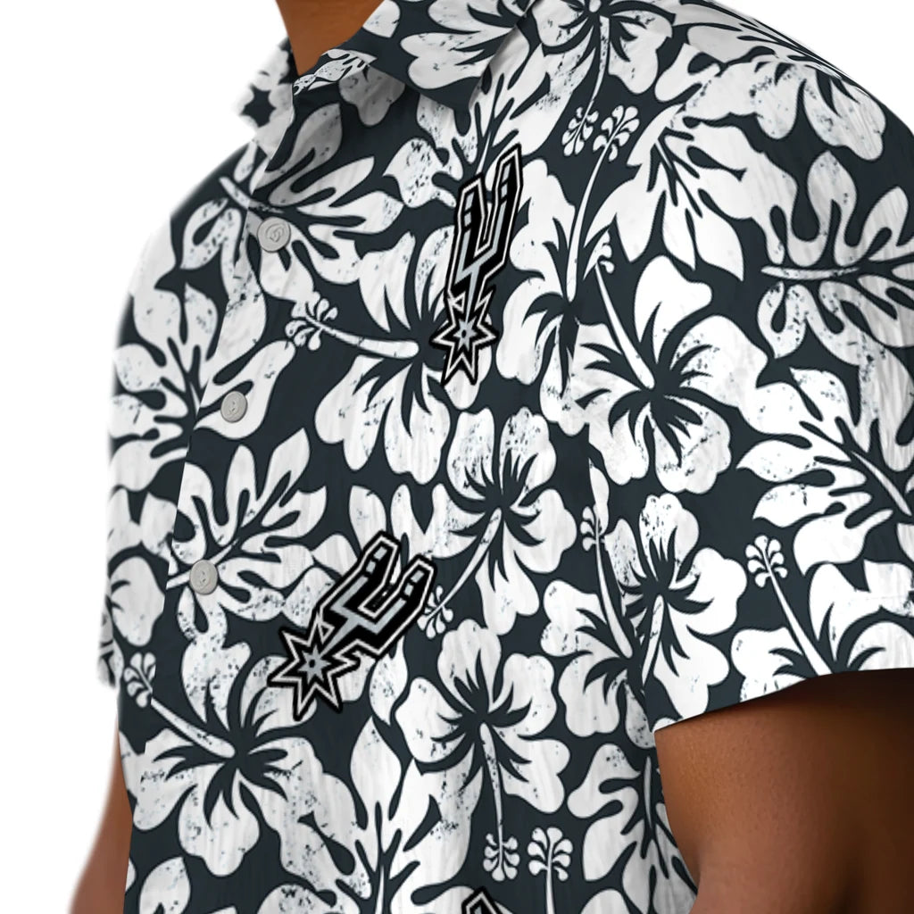San Antonio Spurs Hawaiian Shirt - Hibiscus Motif | Hula Hawaiian Shirts