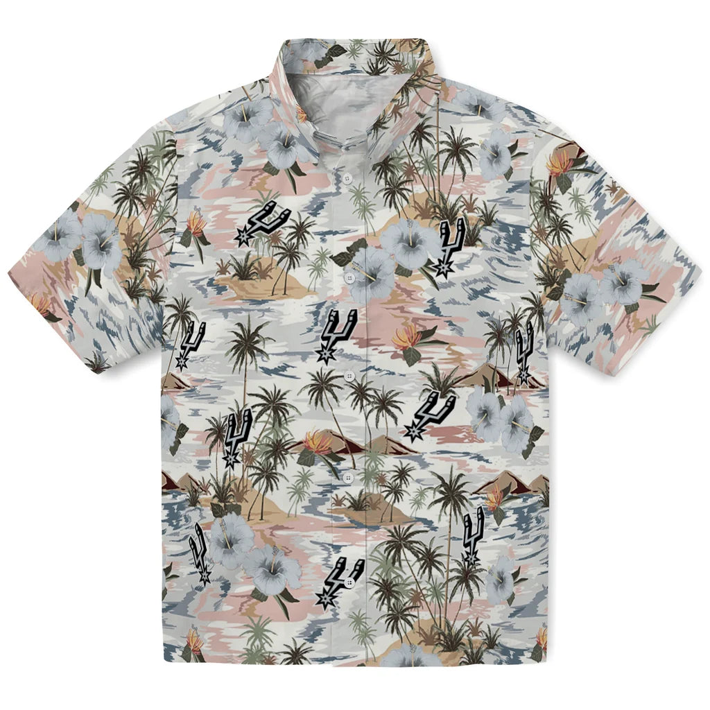 San Antonio Spurs Hawaiian Shirt - Hibiscus Seaside | Hula Hawaiian Shirts