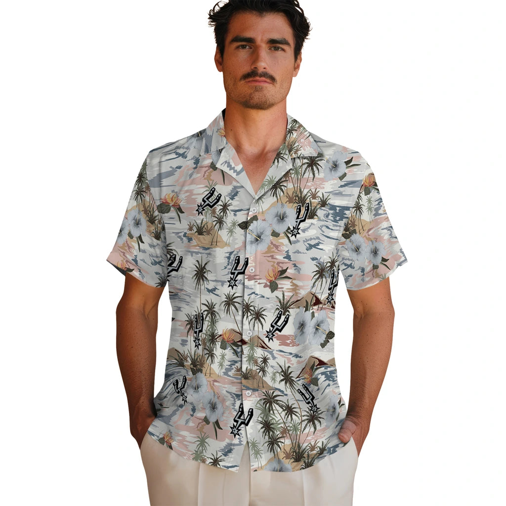 San Antonio Spurs Hawaiian Shirt - Hibiscus Seaside | Hula Hawaiian Shirts