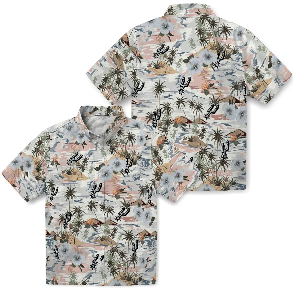 San Antonio Spurs Hawaiian Shirt - Hibiscus Seaside | Hula Hawaiian Shirts