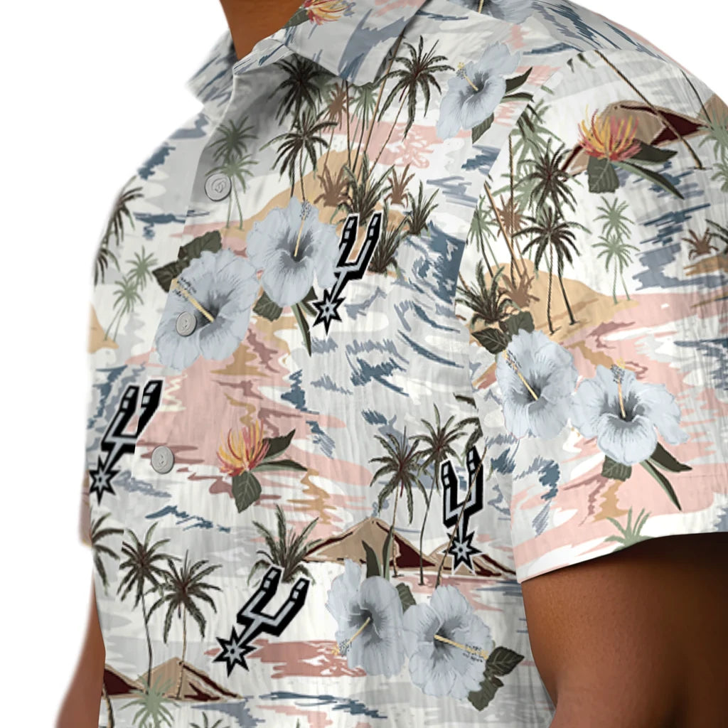 San Antonio Spurs Hawaiian Shirt - Hibiscus Seaside | Hula Hawaiian Shirts
